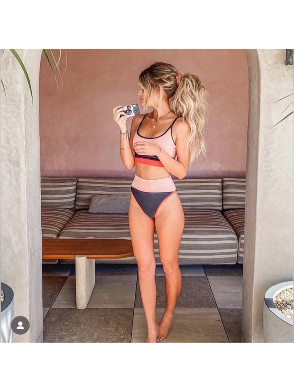 Beach Riot Two-Piece Bikini in Blush Pink and Charcoal